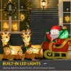 8ft Long Christmas Inflatable Santa Claus with Sleigh and Reindeer, Outdoor Blow-Up Yard Decoration with LED Lights Display