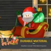 8ft Long Christmas Inflatable Santa Claus with Sleigh and Reindeer, Outdoor Blow-Up Yard Decoration with LED Lights Display