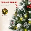 2ft 2-Pack Outdoor Entryway Pre-Lit Artificial Christmas Tree Cordless with 70 Branches, LED lights, Red Berries, Pine Cones & Balls, Green
