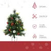 Artificial Christmas Trees 2-Pack Slim with 24 Warm White Lights Green Holiday Decor
