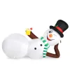 9.8 FT Lighted Christmas Inflatable Decoration, Large Inflatable Lying Snowman, Funny Blow Up Yard Decorations with Built-in LED Lights for