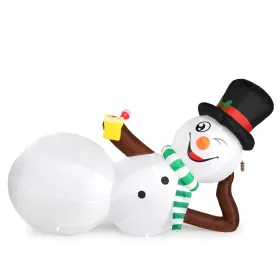 9.8 FT Lighted Christmas Inflatable Decoration, Large Inflatable Lying Snowman, Funny Blow Up Yard Decorations with Built-in LED Lights for