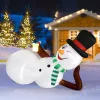 9.8 FT Lighted Christmas Inflatable Decoration, Large Inflatable Lying Snowman, Funny Blow Up Yard Decorations with Built-in LED Lights for