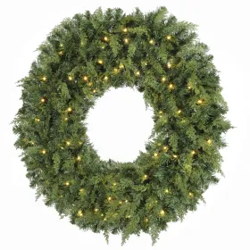 36" Prelit Crestwood Spruce Artificial Christmas Wreath, Christmas Decor with Bow, LEDs, 8 Modes, Realistic Tips