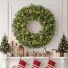 36" Prelit Crestwood Spruce Artificial Christmas Wreath, Christmas Decor with Bow, LEDs, 8 Modes, Realistic Tips