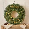 36" Prelit Crestwood Spruce Artificial Christmas Wreath, Christmas Decor with Bow, LEDs, 8 Modes, Realistic Tips