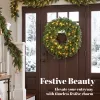 36" Prelit Crestwood Spruce Artificial Christmas Wreath, Christmas Decor with Bow, LEDs, 8 Modes, Realistic Tips
