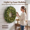 36" Prelit Crestwood Spruce Artificial Christmas Wreath, Christmas Decor with Bow, LEDs, 8 Modes, Realistic Tips