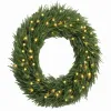 Christmas Decoration, 36 in Pre-Lit Norfolk Pine Artificial Christmas Wreath with 100 LED Lights, Green