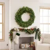 Christmas Decoration, 36 in Pre-Lit Norfolk Pine Artificial Christmas Wreath with 100 LED Lights, Green
