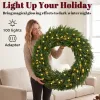 Christmas Decoration, 36 in Pre-Lit Norfolk Pine Artificial Christmas Wreath with 100 LED Lights, Green