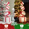 3FT Lighted Gift Box Tower, Pre-lit Stacked Present Boxes Ornament with 80 LED Warm White Lights and Stakes for Christmas Outdoor Indoor