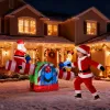4.7 FT Lighted Christmas Inflatable Decoration, Large Motorized Seesaw with Santa and Reindeer, Funny Blow Up Yard Decorations with