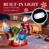 4.7 FT Lighted Christmas Inflatable Decoration, Large Motorized Seesaw with Santa and Reindeer, Funny Blow Up Yard Decorations with