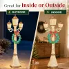 6FT Gold 3-Head Street Lamp with Wreath, 210 Warm White LEDs, Christmas Light Post, US Plug
