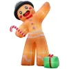 10.6FT Gingerbread Man with Gift Box Inflatable, 8 LED Lights, 190D Polyester Christmas Decor, US Plug