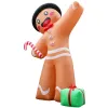10.6FT Gingerbread Man with Gift Box Inflatable, 8 LED Lights, 190D Polyester Christmas Decor, US Plug