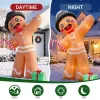 10.6FT Gingerbread Man with Gift Box Inflatable, 8 LED Lights, 190D Polyester Christmas Decor, US Plug