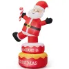 6FT Rotating Standing Santa Inflatable, 4 LED Lights, 210D Polyester Christmas Decor, US Plug