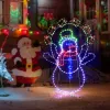 5FT Fun Juggling Snowman Christmas Yard Decorations, Pre-lit 2D Animated Snowman with 358 LED Multi-Color Lights and Stakes for Xmas