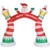 8.9 FT Lighted Christmas Inflatable Archway, Inflatable Santa Claus Christmas Arch, Blow Up Yard Decorations with Built-in LED Lights for
