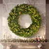 Christmas Decoration, 48 in Pre-Lit Norwegian Spruce Artificial Christmas Wreath with 150 LED Lights, Green