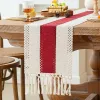 Christmas Table Runner for Home Decor with Tassels 72 Inches Long Farmhouse Red Rustic Boho Table Runner Macrame Burlap Table Decoration