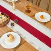 Christmas Table Runner for Home Decor with Tassels 72 Inches Long Farmhouse Red Rustic Boho Table Runner Macrame Burlap Table Decoration