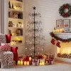 6ft Wrought Iron Christmas Tree, Metal Ornament Display Tree Stand for for Holiday Party Home Decor, Indoor & Outdoor Decor Hanger, Black