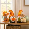 2 Pcs Fall Gnome Decoration Mini Autumn Gnomes Stripes Resin Fall Decorations for Harvest Thanksgiving Day Home Office Tiered Tray Table