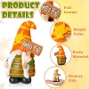 2 Pcs Fall Gnome Decoration Mini Autumn Gnomes Stripes Resin Fall Decorations for Harvest Thanksgiving Day Home Office Tiered Tray Table