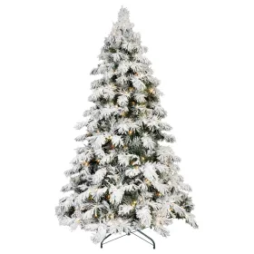 6ft Prelit Snow Flocked Christmas Tree with 270 Warm White Lights for Bedroom Living Room Indoor Outdoor
