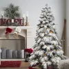 6ft Prelit Snow Flocked Christmas Tree with 270 Warm White Lights for Bedroom Living Room Indoor Outdoor