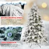 6ft Prelit Snow Flocked Christmas Tree with 270 Warm White Lights for Bedroom Living Room Indoor Outdoor