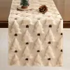 13x108 Inch Soft Plush Faux Fur Jacquard Beige Christmas Tree Table Runner, Seasonal Autumn Kitchen Dining Table Decoration for Home Party