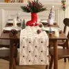 13x108 Inch Soft Plush Faux Fur Jacquard Beige Christmas Tree Table Runner, Seasonal Autumn Kitchen Dining Table Decoration for Home Party