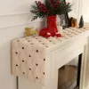 13x108 Inch Soft Plush Faux Fur Jacquard Beige Christmas Tree Table Runner, Seasonal Autumn Kitchen Dining Table Decoration for Home Party