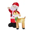 6.3FT Lighted Christmas Inflatable Decoration, Inflatable Santa and Reindeer, Funny Blow Up Yard Decorations with Built-in LED Lights for