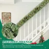 2 Pack 9FT Pre-lit Snow Flocked Christmas Garland, Lighted Artificial Xmas Garland with 200 Warm Lights and 440 Tips and Red Berries, for