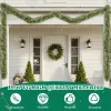 2 Pack 9FT Pre-lit Snow Flocked Christmas Garland, Lighted Artificial Xmas Garland with 200 Warm Lights and 440 Tips and Red Berries, for