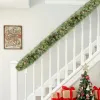 2 Pack 9FT Pre-lit Snow Flocked Christmas Garland, Lighted Artificial Xmas Garland with 200 Warm Lights and 440 Tips and Red Berries, for
