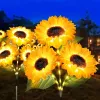 Solar Sunflower Garden Lights 6 Pack, IP44 Waterproof LED Outdoor Flower Stake Lights for Patio Lawn Yard Pathway, Decorative Solar