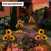 Solar Sunflower Garden Lights 6 Pack, IP44 Waterproof LED Outdoor Flower Stake Lights for Patio Lawn Yard Pathway, Decorative Solar