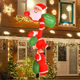 Electric Inflatable Light Up Christmas Santa Claus Decor with 6 Led Light 7.8Ft Giant Xmas Blow Up Decor Novelty Waterproof Outdoor