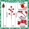 60 Pcs Christmas Artificial Pine Branches Red Berry Stems and Pine Cones, Fake Foliage Greenery Pine Needles Picks for DIY Craft Garland