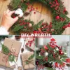 60 Pcs Christmas Artificial Pine Branches Red Berry Stems and Pine Cones, Fake Foliage Greenery Pine Needles Picks for DIY Craft Garland