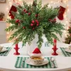 60 Pcs Christmas Artificial Pine Branches Red Berry Stems and Pine Cones, Fake Foliage Greenery Pine Needles Picks for DIY Craft Garland