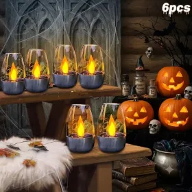 6 Pack Solar LED Candle Lights, IP44 Waterproof Flameless Flickering Candles, Outdoor Solar Decorative Lights for Garden, Patio, Camping