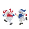 Set of 2 Lighted Running Snowman Christmas Decorations, Pre-lit 2D Holiday Decor with 120 Warm White LED Lights for Xmas Outdoor Indoor