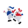 Set of 2 Lighted Running Snowman Christmas Decorations, Pre-lit 2D Holiday Decor with 120 Warm White LED Lights for Xmas Outdoor Indoor